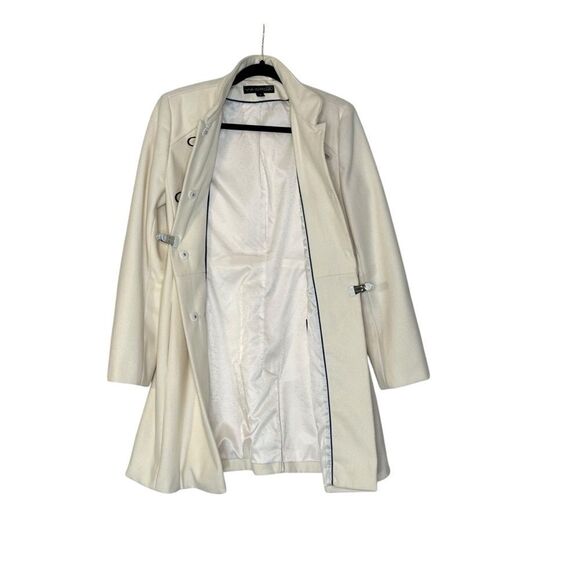 Via Spiga Cream Wool Blend Toggle Closure Tailored Coat | Size 8 - Picture 8 of 11